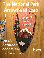 The arrowhead was authorized as the official National Park Service emblem by the Secretary of Interior in 1951. The elements of the emblem symbolize the major facets of the National Park Service, It is an emblem that symbolizes the things that the organization cares for and cares about. The company who manufactures these in the United States can only sell them to the NPS, but I found mine on the internet, made in China and shipped from there.  It now proudly welcomes visitors to "Bathroom National Park".